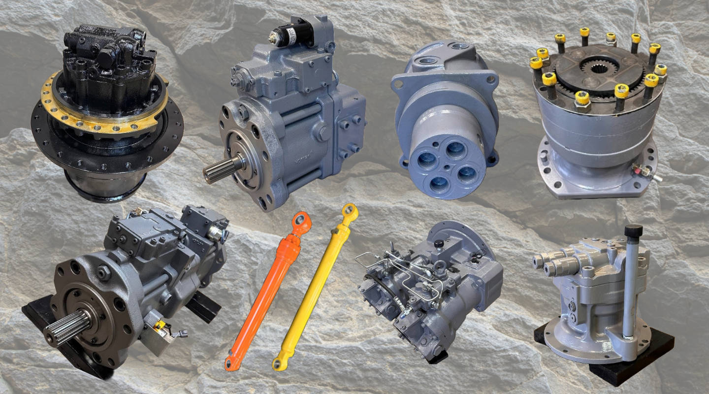Pumps, motors, final drives, and cylinders for sale in stock at D&S Hydraulics